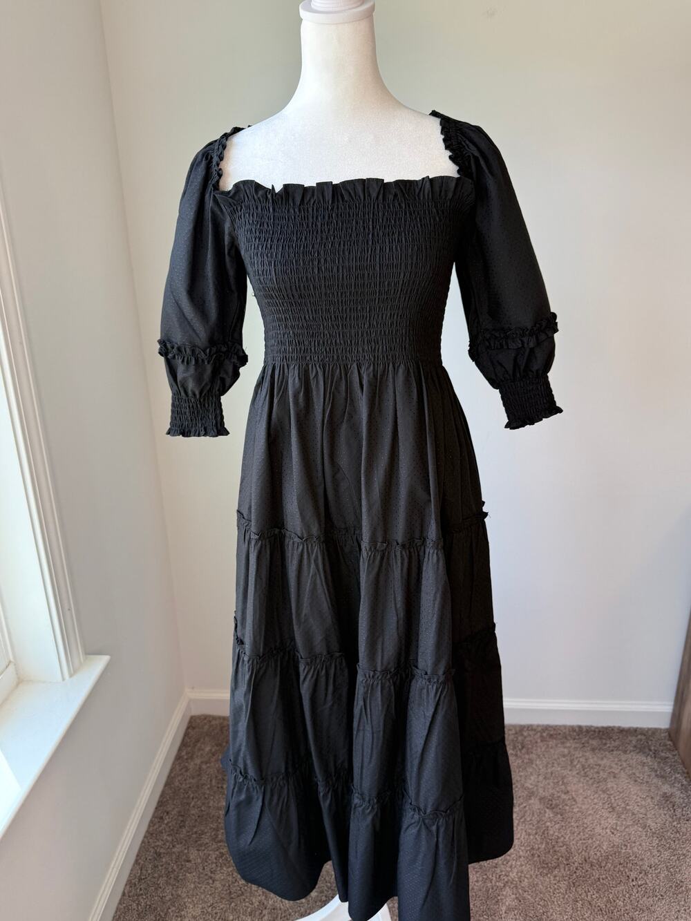 Hill House The Nap Dress Black on Black Swiss Dot